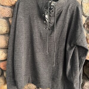 Gray Lace-Up Shirt